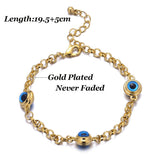10pcs/ Lot Crystal Evil Eye Bracelet 19/21cm Chain Plated Never Faded