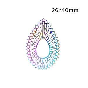 10pcs Rainbow Stainless Steel Charms 26*40mm Earring Pendants