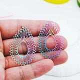 10pcs Rainbow Stainless Steel Charms 26*40mm Earring Pendants