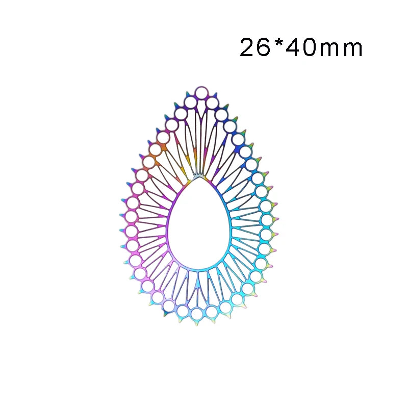 10pcs Rainbow Stainless Steel Charms 26*40mm Earring Pendants