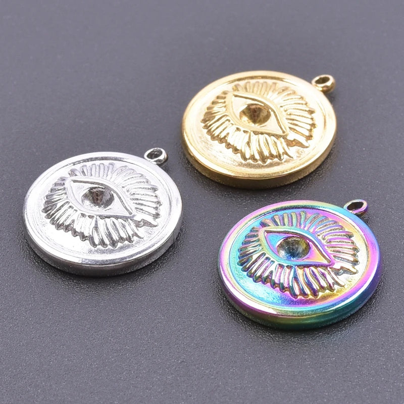 10pcs Rainbow Stainless Steel Evil Eye Charms for Women Evil Eyes Jewelry