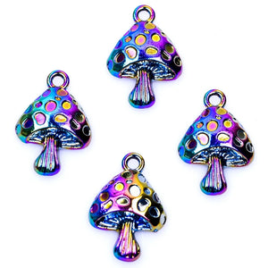 10pcs Rainbow Mushroom Charms Alloy Pendant DIY Jewelry Making Supplies