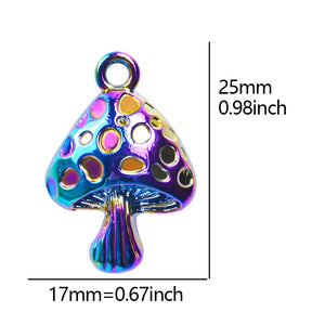 10pcs Rainbow Mushroom Charms Alloy Pendant DIY Jewelry Making Supplies