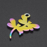 10pcs Rainbow Dragonfly Charms Pendants Stainless Steel DIY Jewelry Making