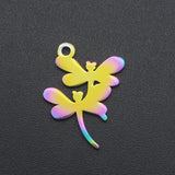 10pcs Rainbow Dragonfly Charms Pendants Stainless Steel DIY Jewelry Making