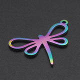 10pcs Rainbow Dragonfly Charms Pendants Stainless Steel DIY Jewelry Making