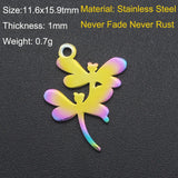 10pcs Rainbow Dragonfly Charms Pendants Stainless Steel DIY Jewelry Making