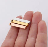 10pcs Stainless Steel Rectangle Pendant Charm DIY Keychain 4*28mm