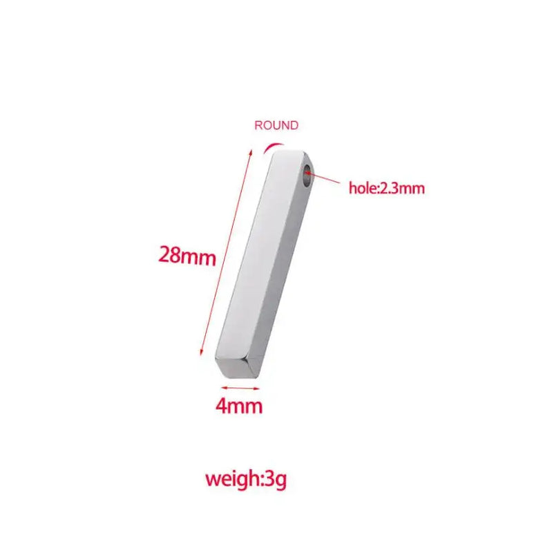 10pcs Stainless Steel Rectangle Pendant Charm DIY Keychain 4*28mm