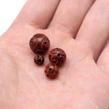 10pcs Red Sandalwood Loose Wood Beads 6mm-12mm Buddhism Round Charms DIY Jewelry