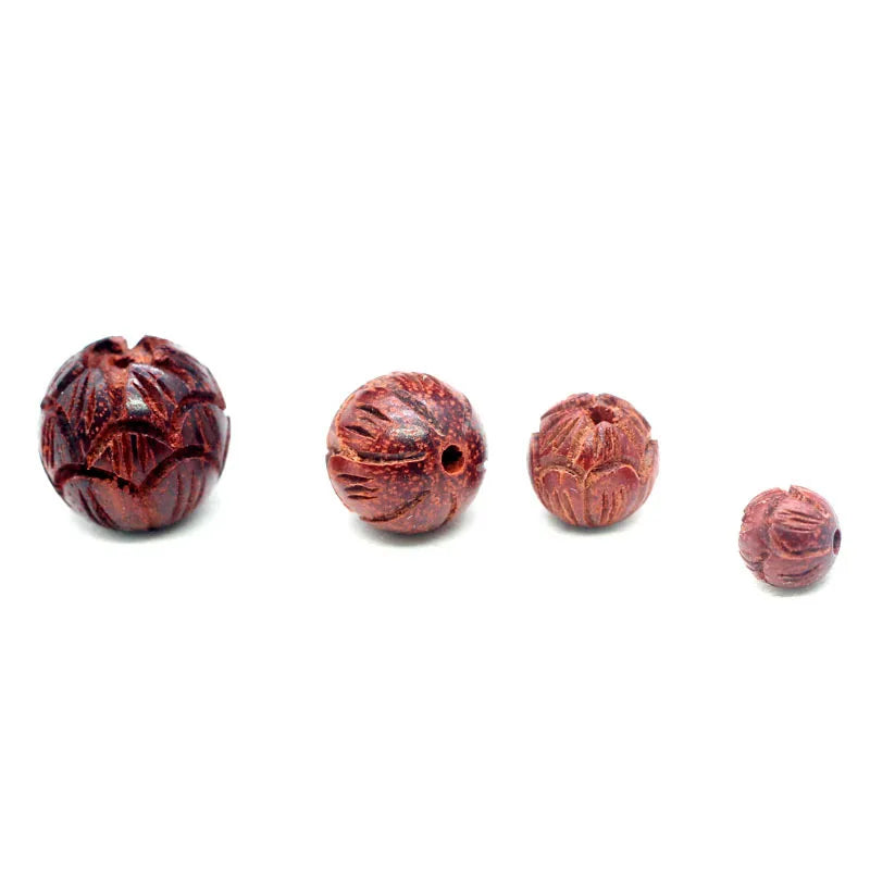 10pcs Red Sandalwood Loose Wood Beads 6mm-12mm Buddhism Round Charms DIY Jewelry