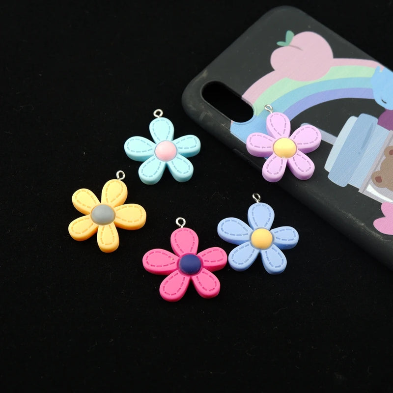 10pcs Resin Flowers Charms DIY Jewelry Making Pendants