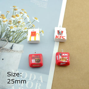 10pcs Fried Chicken Burger Resin Charms DIY Jewelry Making Dollhouse