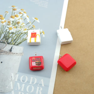 10pcs Fried Chicken Burger Resin Charms DIY Jewelry Making Dollhouse