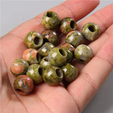 10pcs Round Big Hole Beads 12x10mm Agates Spacer Charms DIY