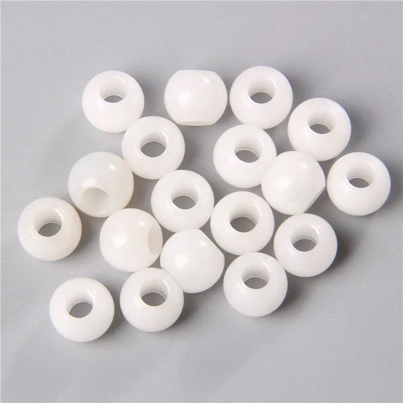 10pcs Round Big Hole Beads 12x10mm Agates Spacer Charms DIY