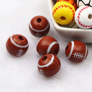 10pcs Round Rugby Wooden Beads for Kids DIY Jewelry Making 16mm