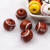 10pcs Round Rugby Wooden Beads for Kids DIY Jewelry Making 16mm