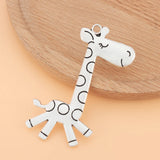 10pcs Silver Giraffe Charms Pendants for Necklace Making