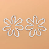10pcs Silver Hollow Open Flower Charms Pendants for Necklace Making