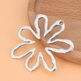 10pcs Silver Hollow Open Flower Charms Pendants for Necklace Making