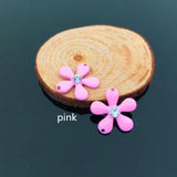 10pcs Spray Paint Rhinestones Flower Charm DIY Jewelry Accessories
