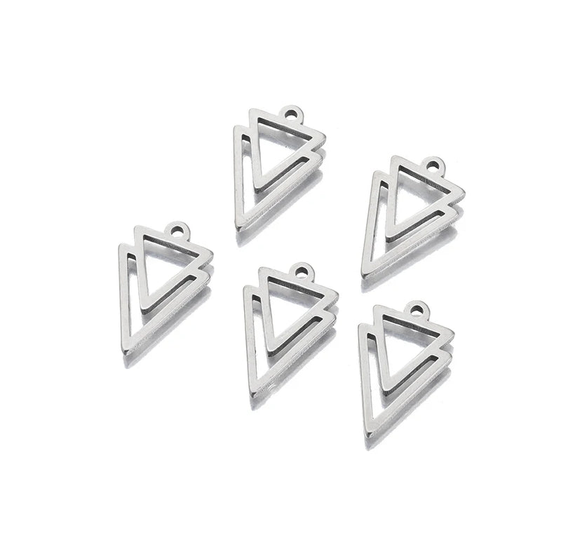 Stainless Steel Double Triangle Charms Pendant for DIY Jewelry Making