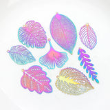 10pcs Rainbow Leaf Charms Pendant DIY Jewelry Making Accessories