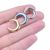 10pcs Stainless Steel Moon Crescent Planet Pendant Charms for DIY Jewelry