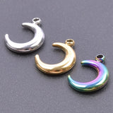 10pcs Stainless Steel Moon Crescent Planet Pendant Charms for DIY Jewelry