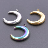 10pcs Stainless Steel Moon Crescent Planet Pendant Charms for DIY Jewelry