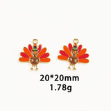 Thanksgiving Turkey Pumpkin Maple Enamel DIY Charms for Jewelry Making