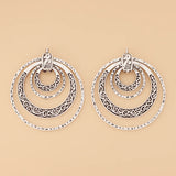 10pcs Tibetan Silver Hammered 4 Circles Round Charms Pendants