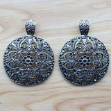 10pcs Tibetan Silver Hollow Filigree Flower Charms Pendants for Necklace Making