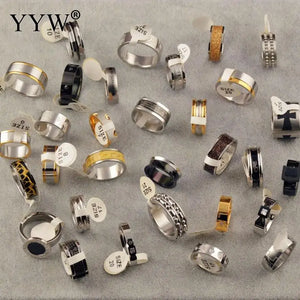 10pcs Titanium Steel Mix Silver Letter Rings Size 16-22 Randomly