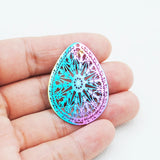 10pcs Stainless Steel Water Drop Charms Earring Pendants Etched Gradient Hollow