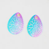 10pcs Stainless Steel Water Drop Charms Earring Pendants Etched Gradient Hollow