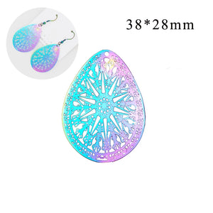 10pcs Stainless Steel Water Drop Charms Earring Pendants Etched Gradient Hollow