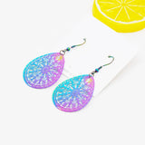 10pcs Stainless Steel Water Drop Charms Earring Pendants Etched Gradient Hollow