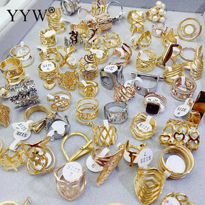 10pcs Rhinestone Titanium Steel Ring Set Mix 50 Styles Geometric Joint Rings