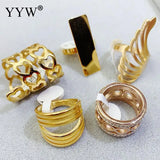 10pcs Rhinestone Titanium Steel Ring Set Mix 50 Styles Geometric Joint Rings