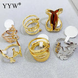10pcs Rhinestone Titanium Steel Ring Set Mix 50 Styles Geometric Joint Rings