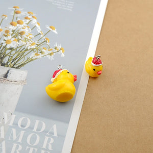 10pcs Yellow Duck Charms Bracelets Key Chain DIY Craft Pendants Children