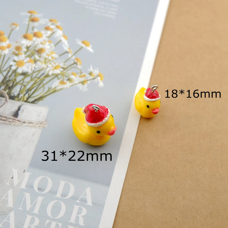 10pcs Yellow Duck Charms Bracelets Key Chain DIY Craft Pendants Children