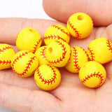 10pcs/Lot Yellow Tennis Wooden Beads Round Spacer Beads For Jewelry Making 16mm