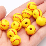 10pcs/Lot Yellow Tennis Wooden Beads Round Spacer Beads For Jewelry Making 16mm