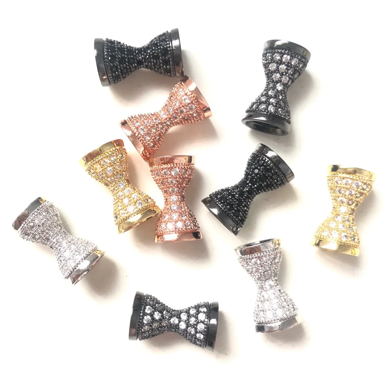 Zirconia Hourglass Shape Spacers Beads for Bracelets, 10pcs