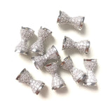 Zirconia Hourglass Shape Spacers Beads for Bracelets, 10pcs