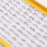 10pcs Silver Zircon Rings for Wedding Party Gift
