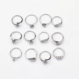 10pcs Silver Zircon Rings for Wedding Party Gift